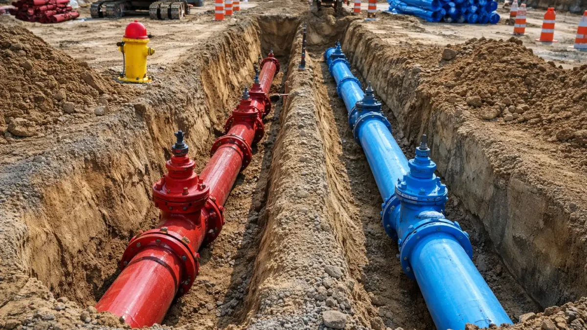 Water Distribution System Installation in NJ: Fire Suppression vs. Domestic Service